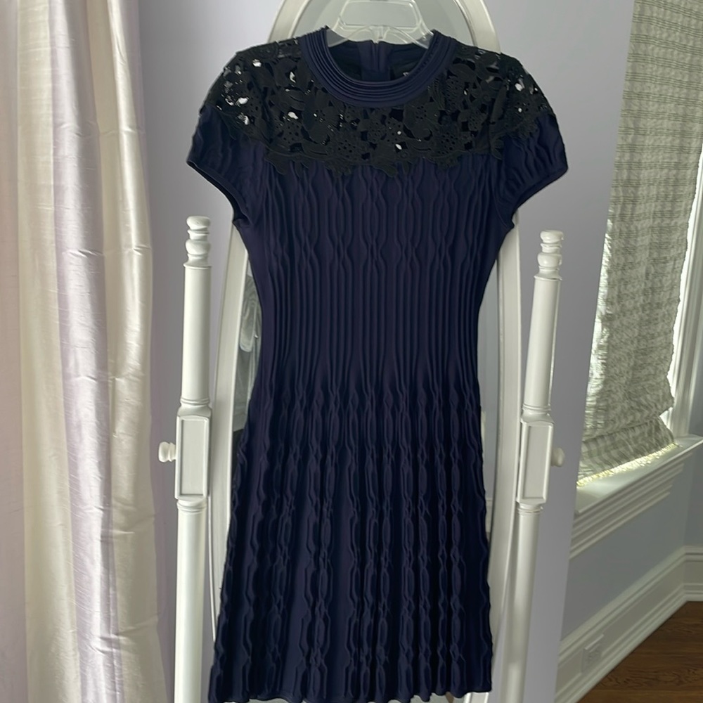The Kooples navy knit and black bodice dress